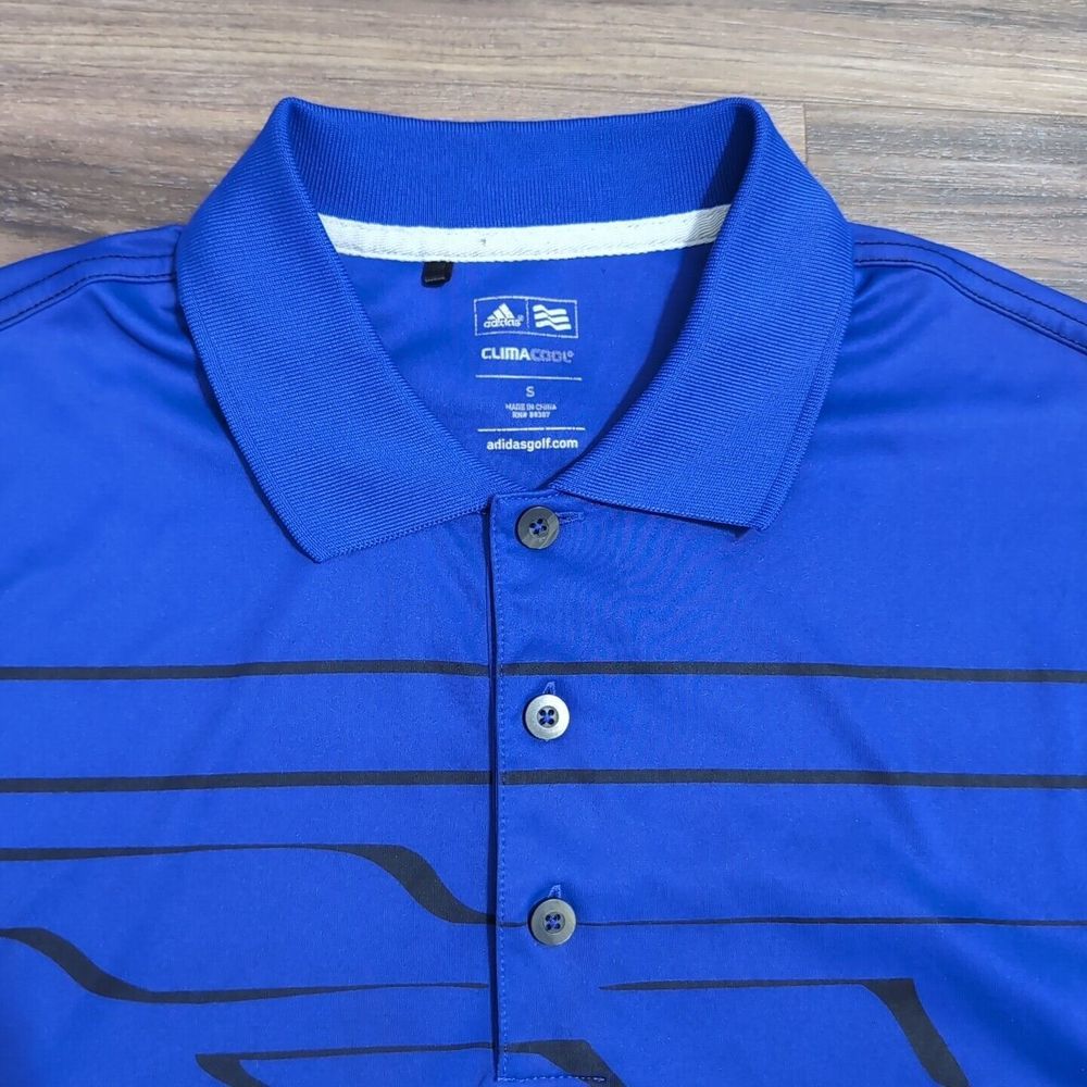 Adidas Golf Polo Shirt Mens S Stretch Top Purple Black Design MINT Condition D17